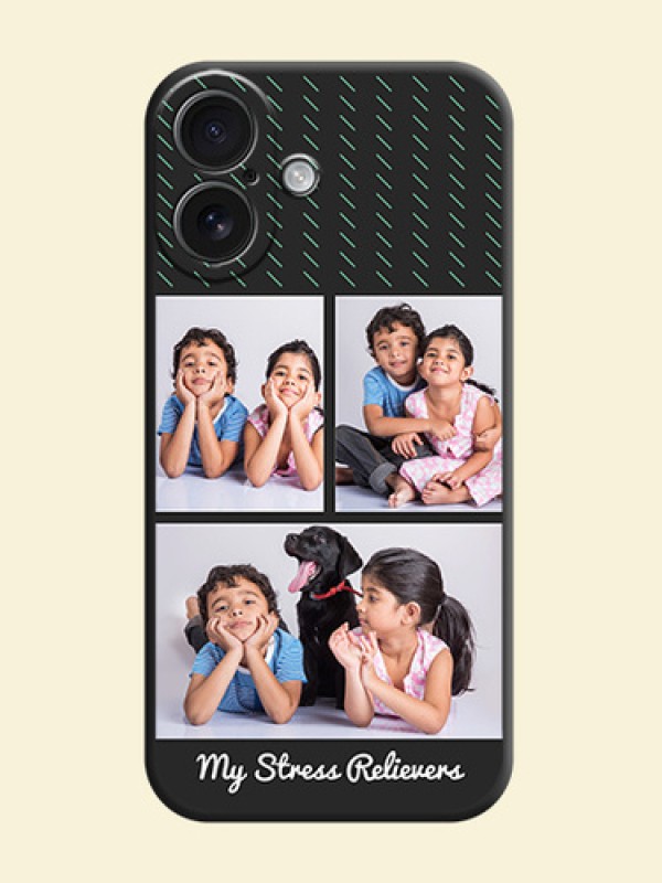 Cross Dotted Pattern with 2 Image Holder On Space Black Custom Soft Matte Mobile Back Cover - iPhone 16