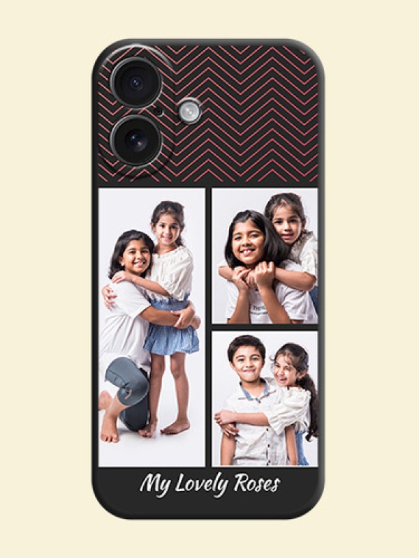 Wave Pattern with 3 Image Holder On Space Black Custom Soft Matte Mobile Back Cover - iPhone 16