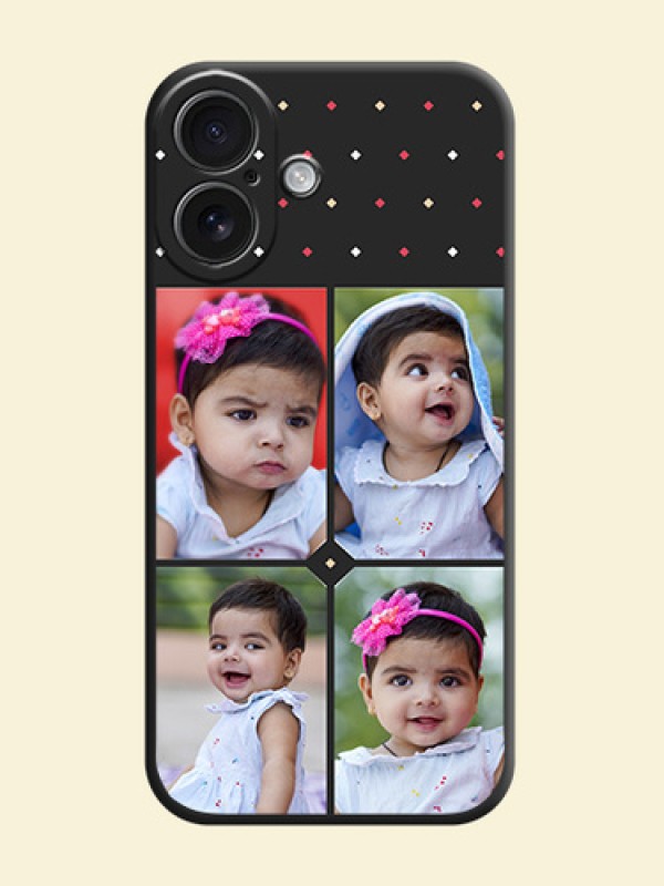 Multicolor Dotted Pattern with 4 Image Holder On Space Black Custom Soft Matte Mobile Back Cover - iPhone 16