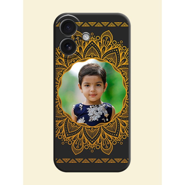 Round Image with Floral Design On Space Black Custom Soft Matte Mobile Back Cover - iPhone 16 Round Image with Floral Design On Space Black Custom Soft Matte Mobile Back Cover - iPhone 16