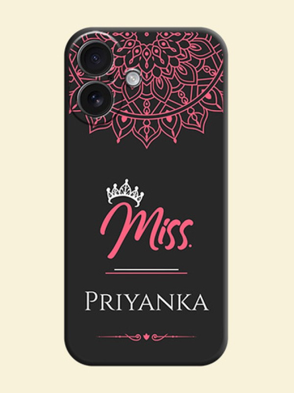 Mrs Name with Floral Design On Space Black Custom Soft Matte Mobile Back Cover - iPhone 16