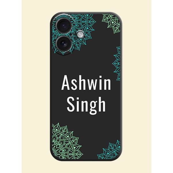 Your Name with Floral Design On Space Black Custom Soft Matte Mobile Back Cover - iPhone 16 Your Name with Floral Design On Space Black Custom Soft Matte Mobile Back Cover - iPhone 16