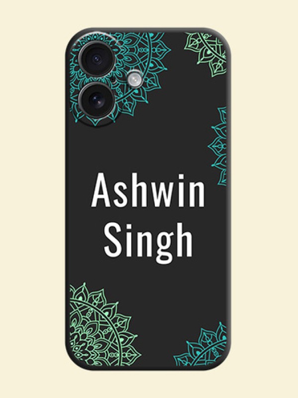 Your Name with Floral Design On Space Black Custom Soft Matte Mobile Back Cover - iPhone 16