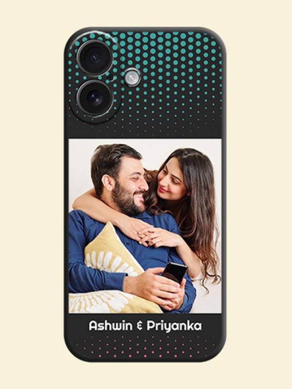 Faded Dots with Grunge Photo Frame and Text On Space Black Custom Soft Matte Mobile Back Cover - iPhone 16