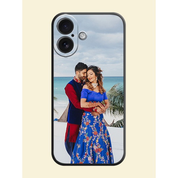 Full Single Pic Upload On Space Black Custom Soft Matte Mobile Back Cover - iPhone 16 Full Single Pic Upload On Space Black Custom Soft Matte Mobile Back Cover - iPhone 16