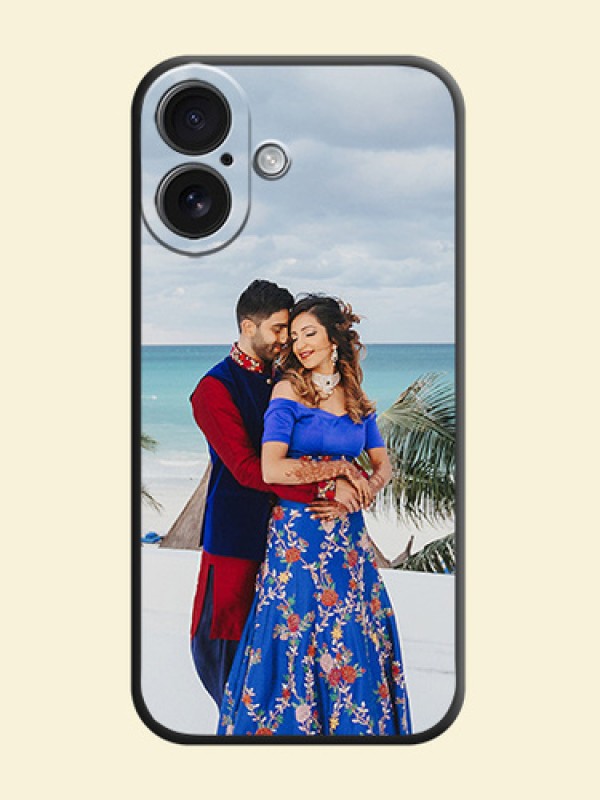Full Single Pic Upload On Space Black Custom Soft Matte Mobile Back Cover - iPhone 16