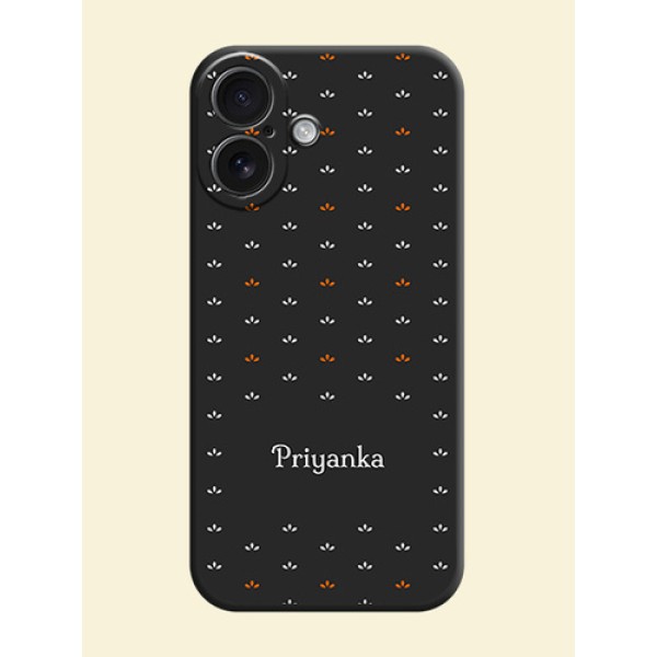 Simple Pattern With Custom Text On Space Black Custom Soft Matte Mobile Back Cover - iPhone 16 Simple Pattern With Custom Text On Space Black Custom Soft Matte Mobile Back Cover - iPhone 16