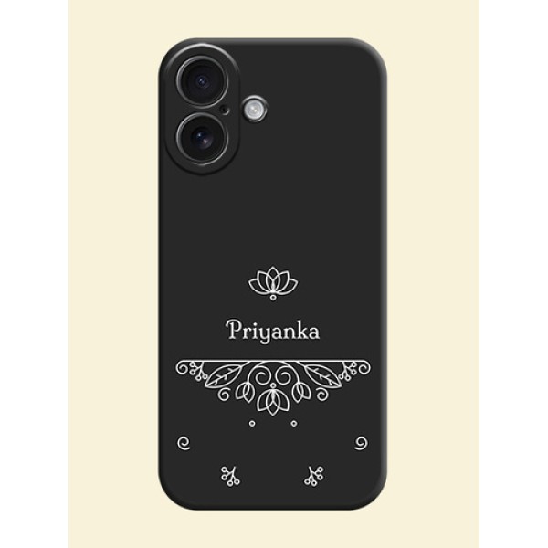 Lotus Garden Custom Text On Space Black Custom Soft Matte Mobile Back Cover - iPhone 16 Lotus Garden Custom Text On Space Black Custom Soft Matte Mobile Back Cover - iPhone 16