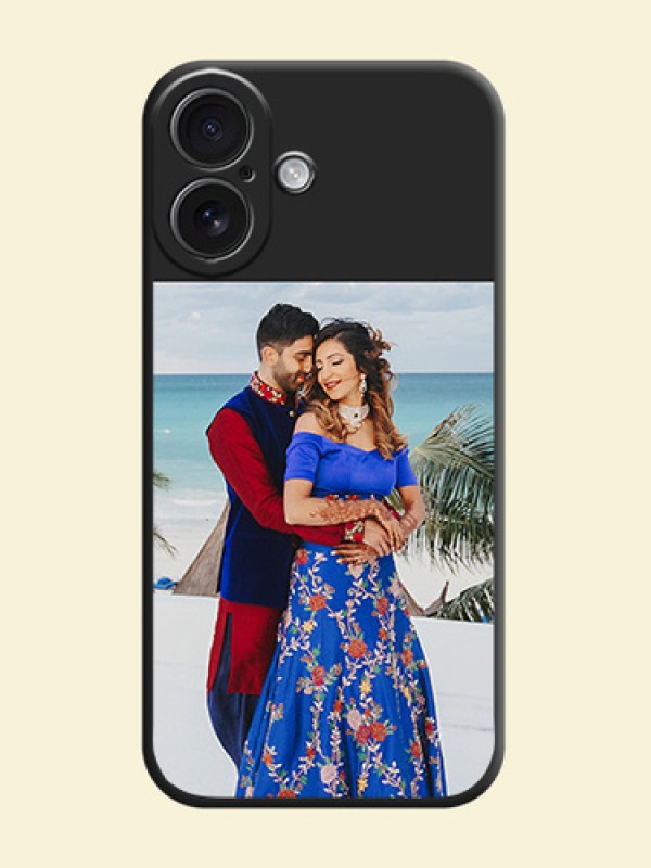 Image Upload With Space Black Color On Custom Soft Matte Mobile Back Cover - iPhone 16