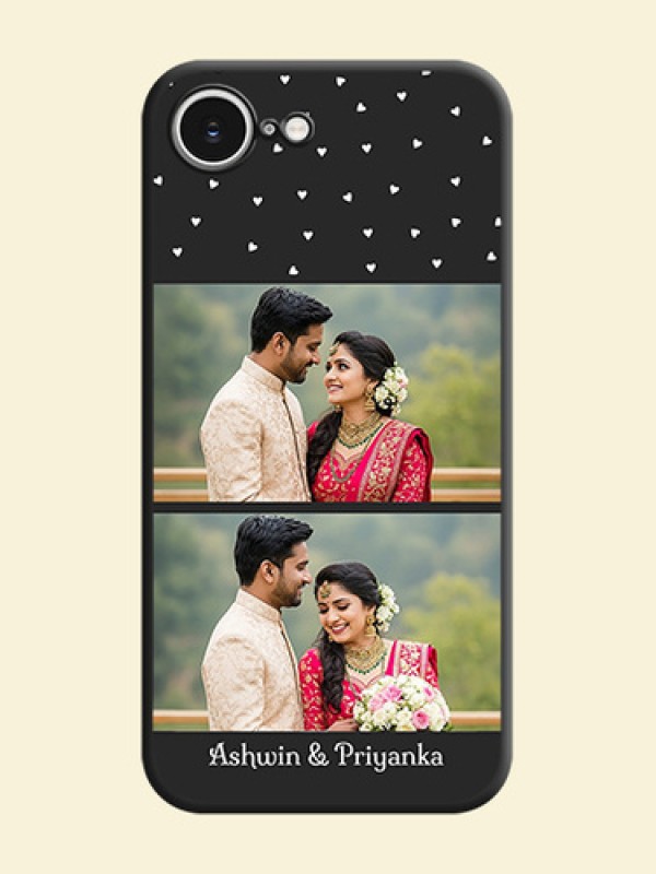 Miniature Love Symbols with Name On Space Black Custom Soft Matte Mobile Back Cover - iPhone 16e