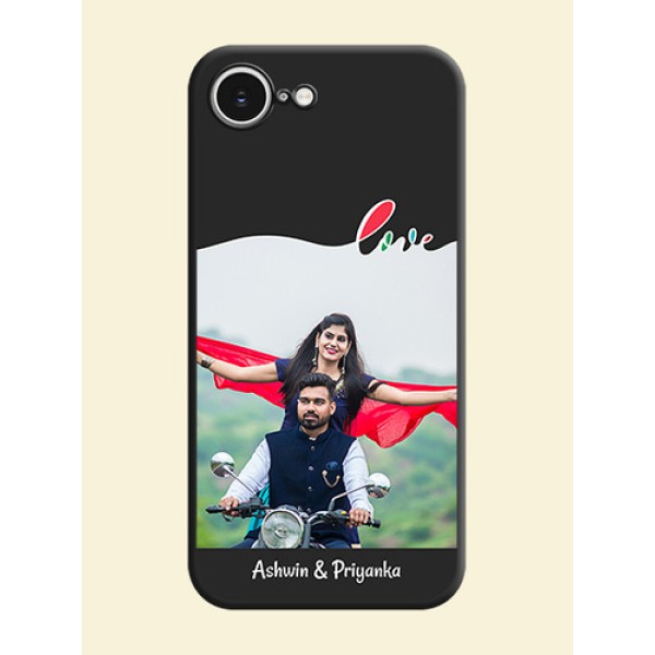 Fall in Love Pattern with Picture on Photo On Space Black Custom Soft Matte Mobile Back Cover - iPhone 16e Fall in Love Pattern with Picture on Photo On Space Black Custom Soft Matte Mobile Back Cover - iPhone 16e