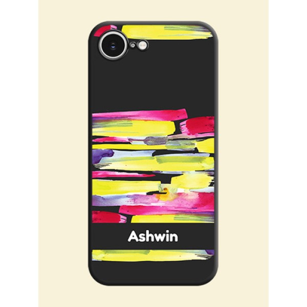 Brush Coloured On Space Black Custom Soft Matte Mobile Back Cover - iPhone 16e Brush Coloured On Space Black Custom Soft Matte Mobile Back Cover - iPhone 16e