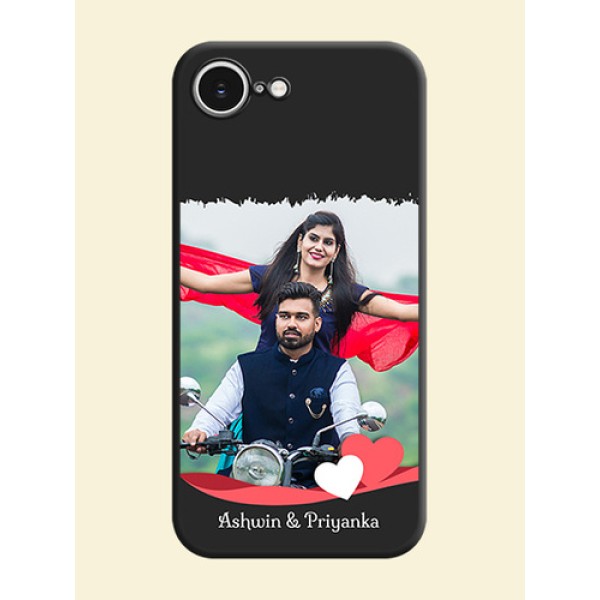 Pin Color Love Shaped Ribbon Design with Text On Space Black Custom Soft Matte Mobile Back Cover - iPhone 16e