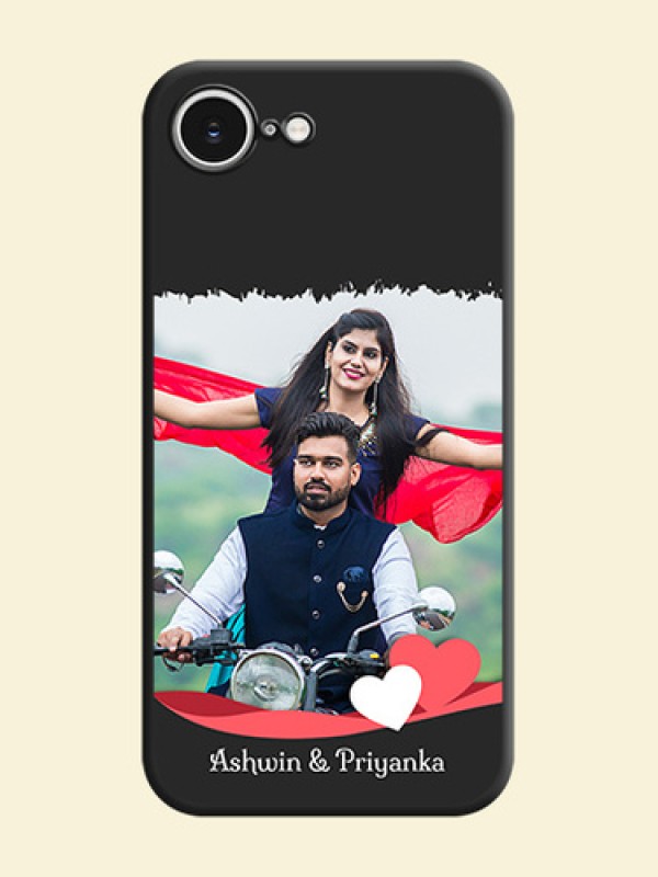 Pin Color Love Shaped Ribbon Design with Text On Space Black Custom Soft Matte Mobile Back Cover - iPhone 16e
