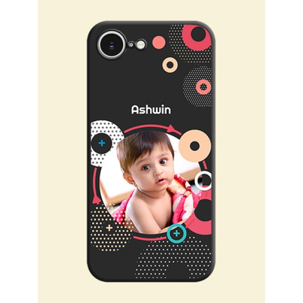 Multicoloured Round Image On Space Black Custom Soft Matte Mobile Back Cover - iPhone 16e Multicoloured Round Image On Space Black Custom Soft Matte Mobile Back Cover - iPhone 16e