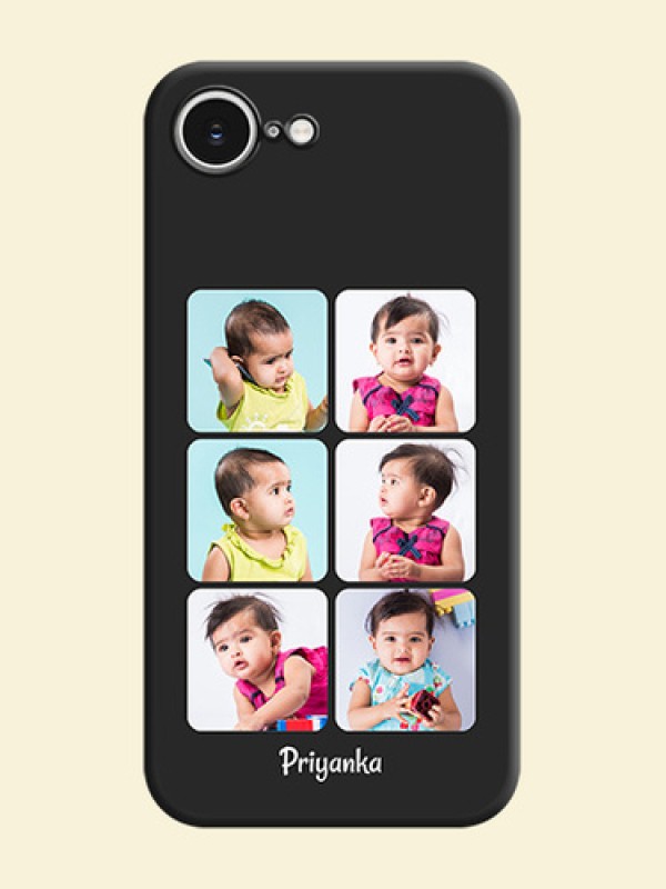 Floral Art with 6 Image Holder on Photo On Space Black Custom Soft Matte Mobile Back Cover - iPhone 16e