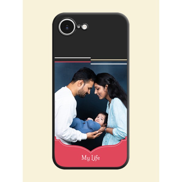 Classic Plain Design with Name On Space Black Custom Soft Matte Mobile Back Cover - iPhone 16e Classic Plain Design with Name On Space Black Custom Soft Matte Mobile Back Cover - iPhone 16e