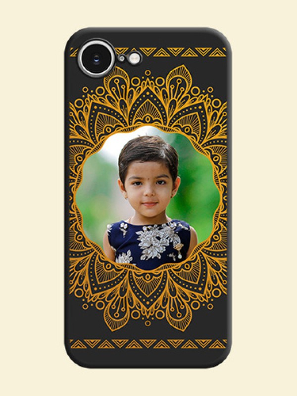Round Image with Floral Design On Space Black Custom Soft Matte Mobile Back Cover - iPhone 16e
