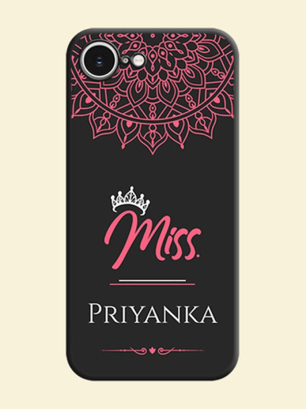 Mrs Name with Floral Design On Space Black Custom Soft Matte Mobile Back Cover - iPhone 16e