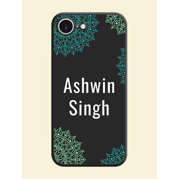 Your Name with Floral Design On Space Black Custom Soft Matte Mobile Back Cover - iPhone 16e Your Name with Floral Design On Space Black Custom Soft Matte Mobile Back Cover - iPhone 16e