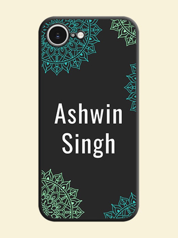 Your Name with Floral Design On Space Black Custom Soft Matte Mobile Back Cover - iPhone 16e