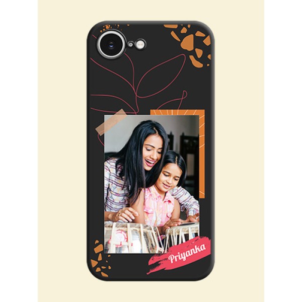 Orange Photo Frame On Space Black Custom Soft Matte Mobile Back Cover - iPhone 16e Orange Photo Frame On Space Black Custom Soft Matte Mobile Back Cover - iPhone 16e