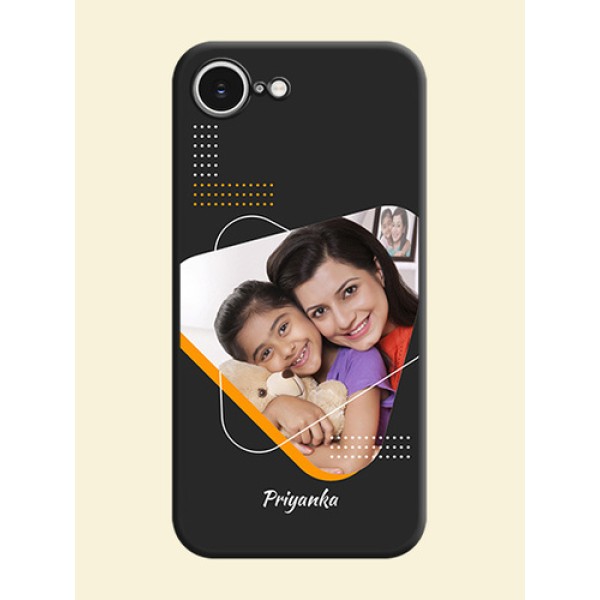 Yellow Triangle on Photo On Space Black Custom Soft Matte Mobile Back Cover - iPhone 16e Yellow Triangle on Photo On Space Black Custom Soft Matte Mobile Back Cover - iPhone 16e