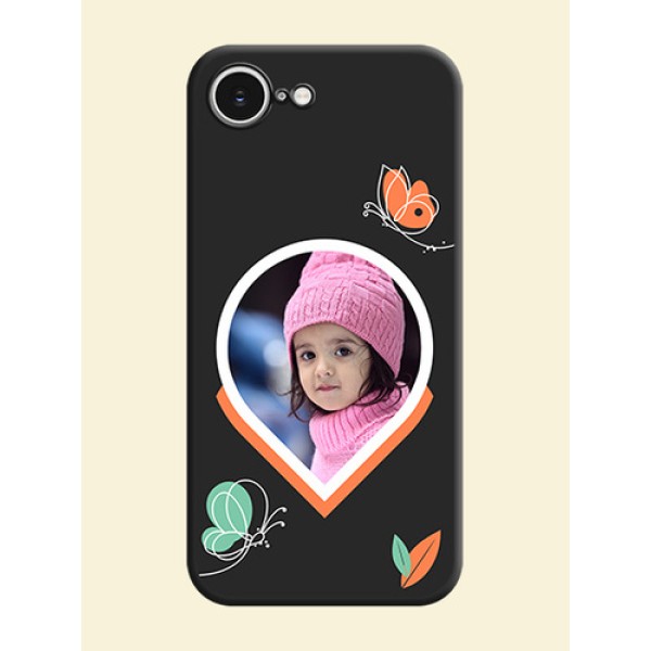 Upload Pic With Simple Butterly Design On Space Black Custom Soft Matte Mobile Back Cover - iPhone 16e Upload Pic With Simple Butterly Design On Space Black Custom Soft Matte Mobile Back Cover - iPhone 16e