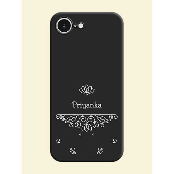 Lotus Garden Custom Text On Space Black Custom Soft Matte Mobile Back Cover - iPhone 16e Lotus Garden Custom Text On Space Black Custom Soft Matte Mobile Back Cover - iPhone 16e
