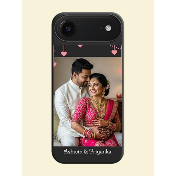 Pink Love Hangings with Text On Space Black Custom Soft Matte Mobile Back Cover - Apple iPhone 17 Air Pink Love Hangings with Text On Space Black Custom Soft Matte Mobile Back Cover - Apple iPhone 17 Air