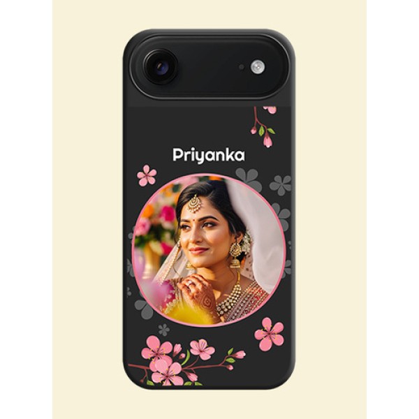 Round Image with Pink Color Floral Design on Photo On Space Black Custom Soft Matte Mobile Back Cover - Apple iPhone 17 Air Round Image with Pink Color Floral Design on Photo On Space Black Custom Soft Matte Mobile Back Cover - Apple iPhone 17 Air