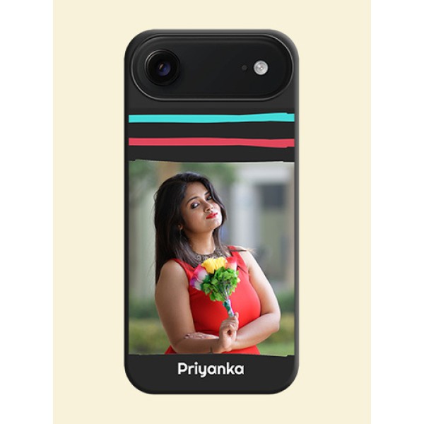 Multicolor Lines with Image On Space Black Custom Soft Matte Mobile Back Cover - Apple iPhone 17 Air Multicolor Lines with Image On Space Black Custom Soft Matte Mobile Back Cover - Apple iPhone 17 Air