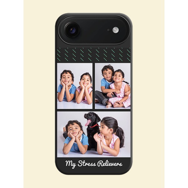 Cross Dotted Pattern with 2 Image Holder On Space Black Custom Soft Matte Mobile Back Cover - Apple iPhone 17 Air Cross Dotted Pattern with 2 Image Holder On Space Black Custom Soft Matte Mobile Back Cover - Apple iPhone 17 Air