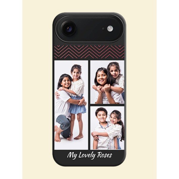 Wave Pattern with 3 Image Holder On Space Black Custom Soft Matte Mobile Back Cover - Apple iPhone 17 Air Wave Pattern with 3 Image Holder On Space Black Custom Soft Matte Mobile Back Cover - Apple iPhone 17 Air