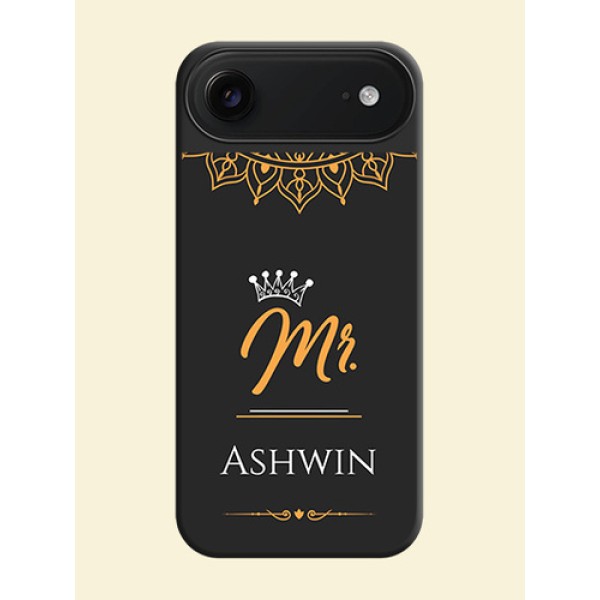 Mr Name with Floral Design On Space Black Custom Soft Matte Mobile Back Cover - Apple iPhone 17 Air
