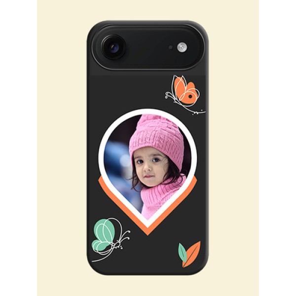 Upload Pic With Simple Butterly Design On Space Black Custom Soft Matte Mobile Back Cover - Apple iPhone 17 Air Upload Pic With Simple Butterly Design On Space Black Custom Soft Matte Mobile Back Cover - Apple iPhone 17 Air
