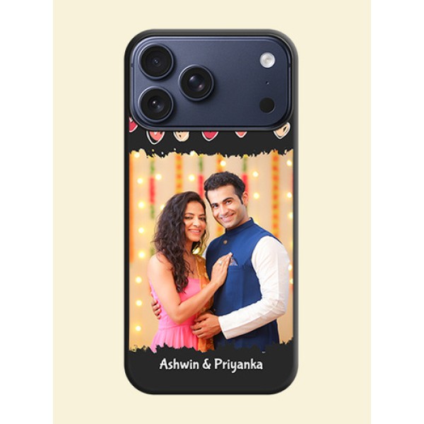 Pink Love Hangings with Name On Space Black Custom Soft Matte Mobile Back Cover - Apple iPhone 17 Pro Max Pink Love Hangings with Name On Space Black Custom Soft Matte Mobile Back Cover - Apple iPhone 17 Pro Max