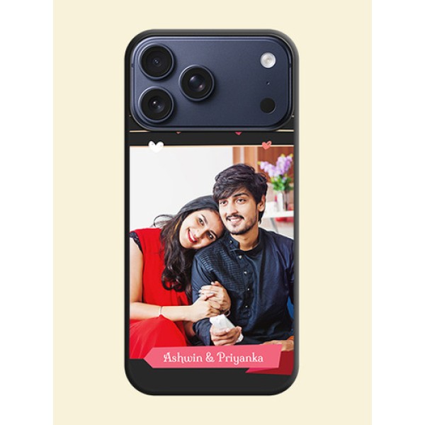 Love Pattern with Name on Pink Ribbon on Photo On Space Black Custom Soft Matte Mobile Back Cover - Apple iPhone 17 Pro Max Love Pattern with Name on Pink Ribbon on Photo On Space Black Custom Soft Matte Mobile Back Cover - Apple iPhone 17 Pro Max