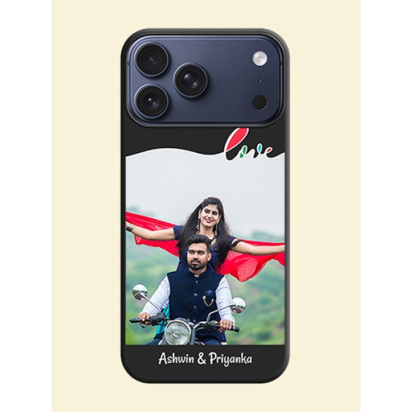 Fall in Love Pattern with Picture on Photo On Space Black Custom Soft Matte Mobile Back Cover - Apple iPhone 17 Pro Max Fall in Love Pattern with Picture on Photo On Space Black Custom Soft Matte Mobile Back Cover - Apple iPhone 17 Pro Max