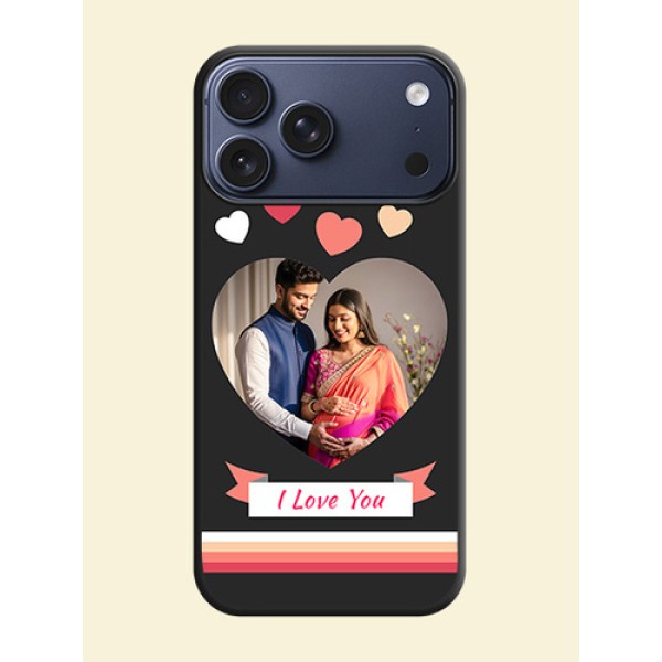 Love Shaped Photo with Colorful Stripes On Space Black Custom Soft Matte Mobile Back Cover - Apple iPhone 17 Pro Max Love Shaped Photo with Colorful Stripes On Space Black Custom Soft Matte Mobile Back Cover - Apple iPhone 17 Pro Max