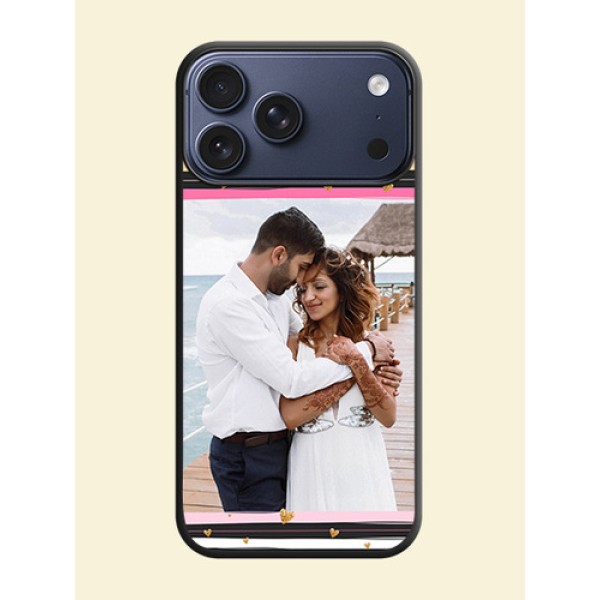 Multicolor Lines and Golden Love Symbols Design on Photo On Space Black Custom Soft Matte Mobile Back Cover - Apple iPhone 17 Pro Max Multicolor Lines and Golden Love Symbols Design on Photo On Space Black Custom Soft Matte Mobile Back Cover - Apple iPhone 17 Pro Max