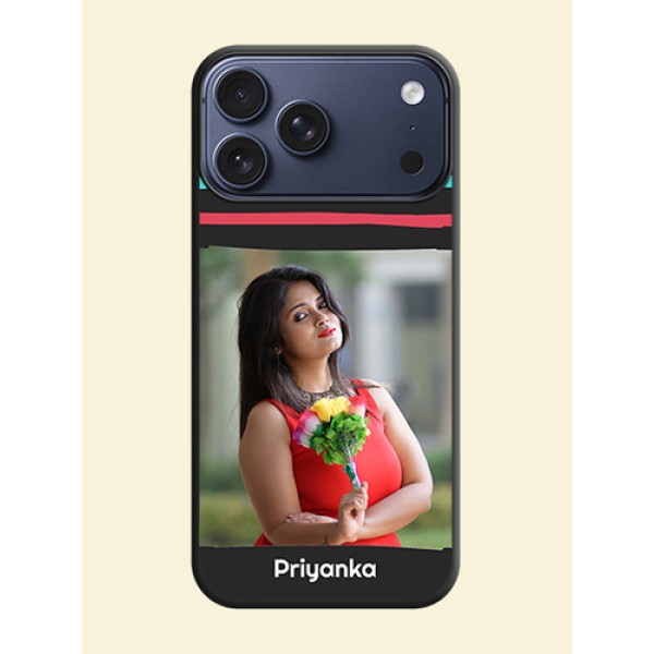 Multicolor Lines with Image On Space Black Custom Soft Matte Mobile Back Cover - Apple iPhone 17 Pro Max Multicolor Lines with Image On Space Black Custom Soft Matte Mobile Back Cover - Apple iPhone 17 Pro Max