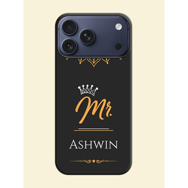 Mr Name with Floral Design On Space Black Custom Soft Matte Mobile Back Cover - Apple iPhone 17 Pro Max