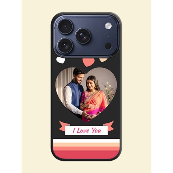 Love Shaped Photo with Colorful Stripes On Space Black Custom Soft Matte Mobile Back Cover - Apple iPhone 17 Pro Love Shaped Photo with Colorful Stripes On Space Black Custom Soft Matte Mobile Back Cover - Apple iPhone 17 Pro
