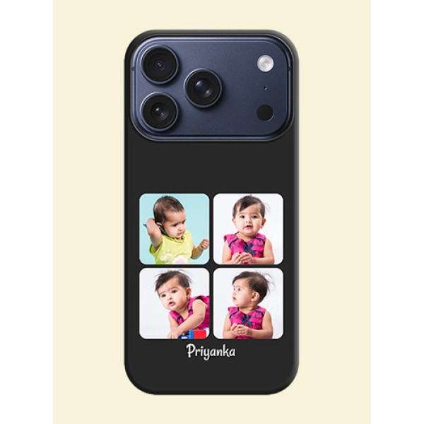 Floral Art with 6 Image Holder on Photo On Space Black Custom Soft Matte Mobile Back Cover - Apple iPhone 17 Pro Floral Art with 6 Image Holder on Photo On Space Black Custom Soft Matte Mobile Back Cover - Apple iPhone 17 Pro