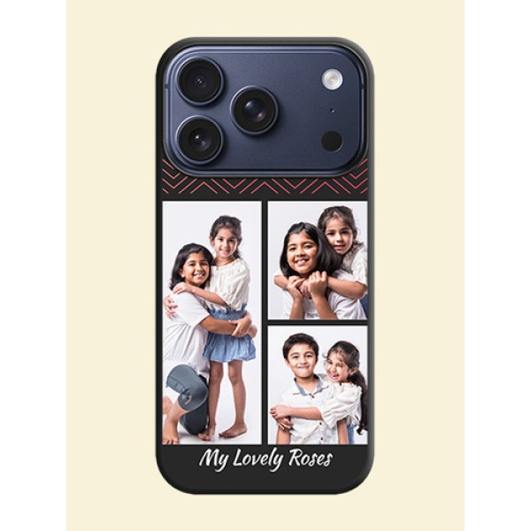 Wave Pattern with 3 Image Holder On Space Black Custom Soft Matte Mobile Back Cover - Apple iPhone 17 Pro Wave Pattern with 3 Image Holder On Space Black Custom Soft Matte Mobile Back Cover - Apple iPhone 17 Pro