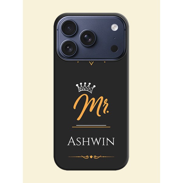Mr Name with Floral Design On Space Black Custom Soft Matte Mobile Back Cover - Apple iPhone 17 Pro