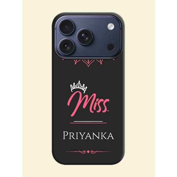Mrs Name with Floral Design On Space Black Custom Soft Matte Mobile Back Cover - Apple iPhone 17 Pro Mrs Name with Floral Design On Space Black Custom Soft Matte Mobile Back Cover - Apple iPhone 17 Pro