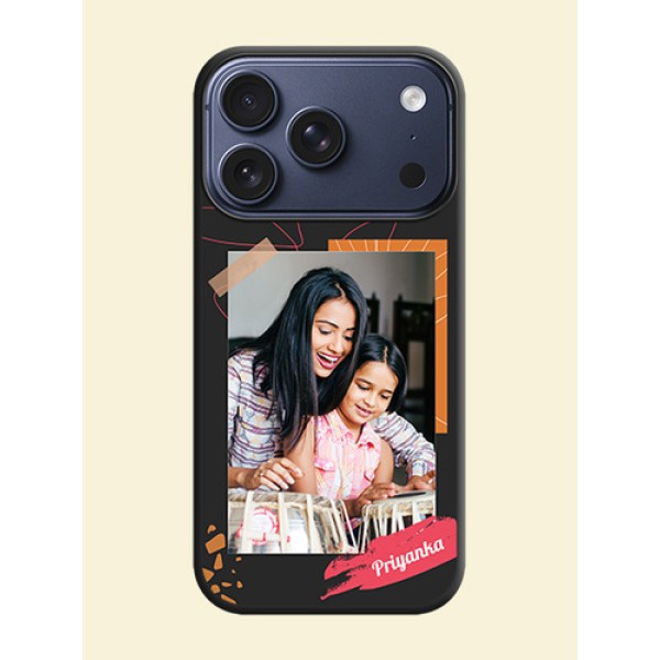 Orange Photo Frame On Space Black Custom Soft Matte Mobile Back Cover - Apple iPhone 17 Pro Orange Photo Frame On Space Black Custom Soft Matte Mobile Back Cover - Apple iPhone 17 Pro