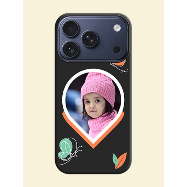 Upload Pic With Simple Butterly Design On Space Black Custom Soft Matte Mobile Back Cover - Apple iPhone 17 Pro Upload Pic With Simple Butterly Design On Space Black Custom Soft Matte Mobile Back Cover - Apple iPhone 17 Pro